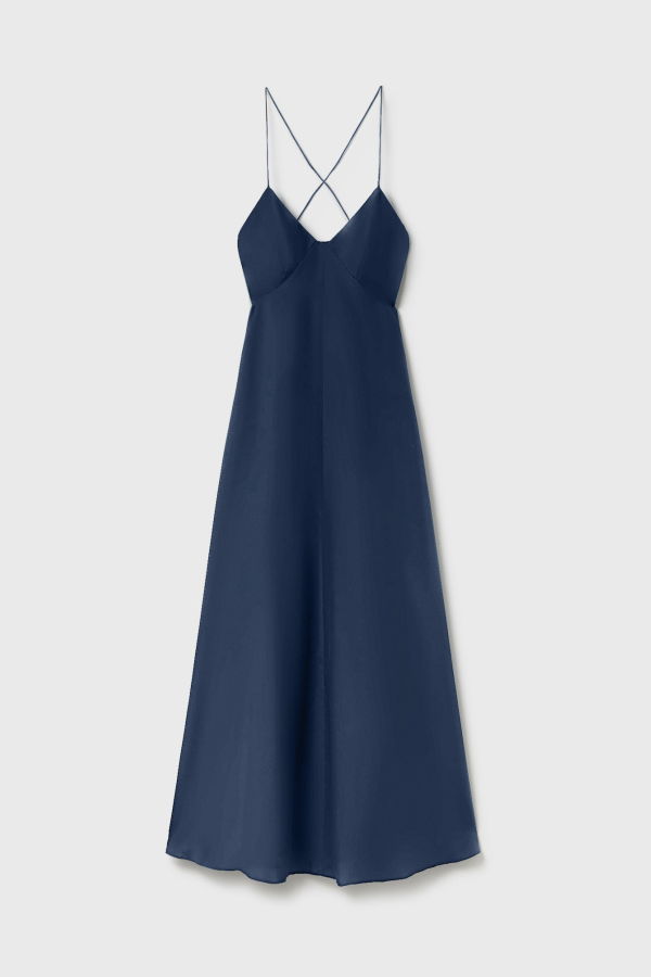 Silk Laundry Habotai Long Maxi Dress - Midnight