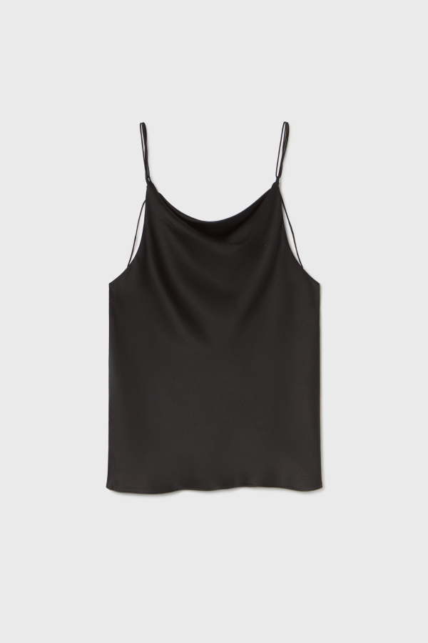 Silk Laundry Hammered Drape Cami - Black