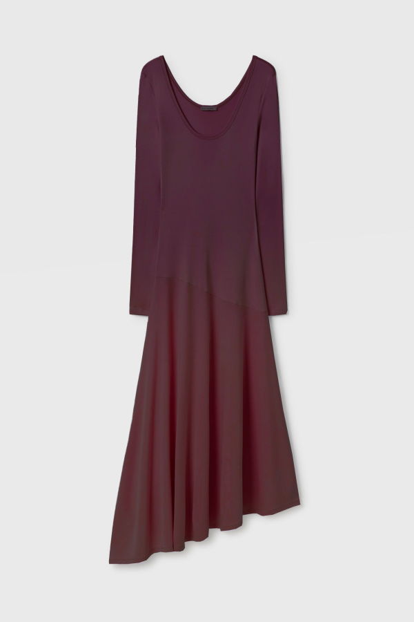 Silk Laundry Jersey Long Sleeve Dress - Cacao