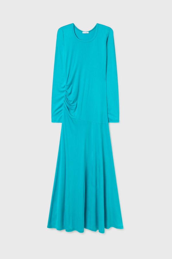 Silk Laundry Jersey Long Sleeve Dress - Oxygen