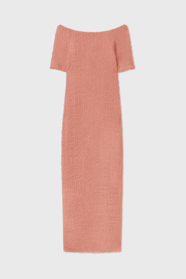 Silk Laundry Pebble Off the Shoulder Dress - Orchid