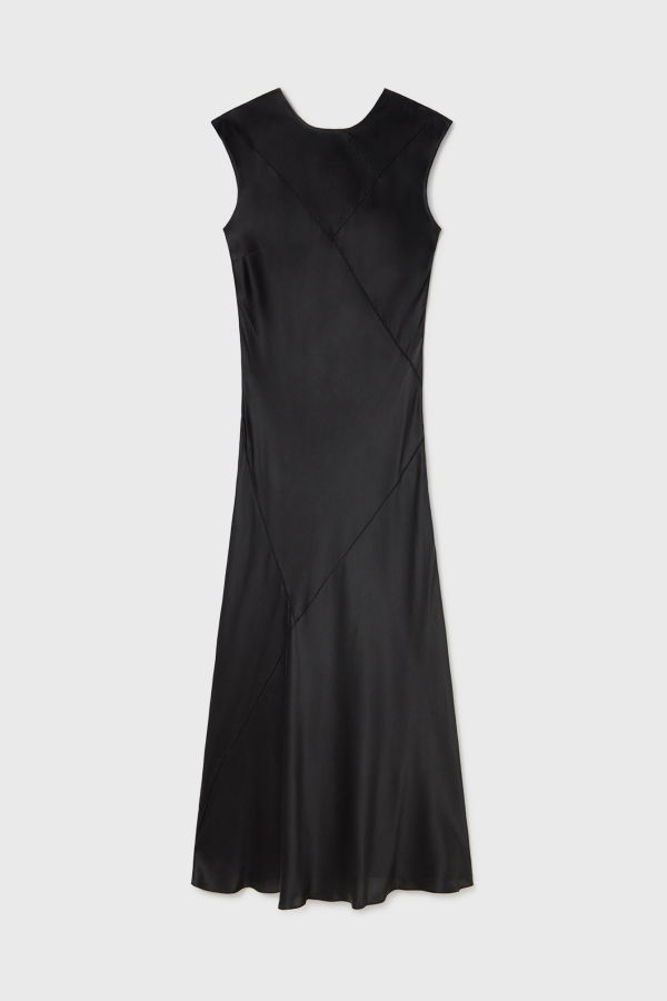 Silk Laundry Splice Sleeveless Dress - Black