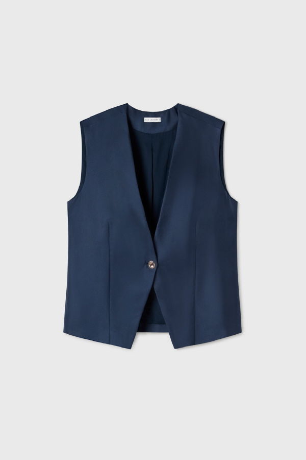 Silk Laundry Twill Slouch Vest - Midnight