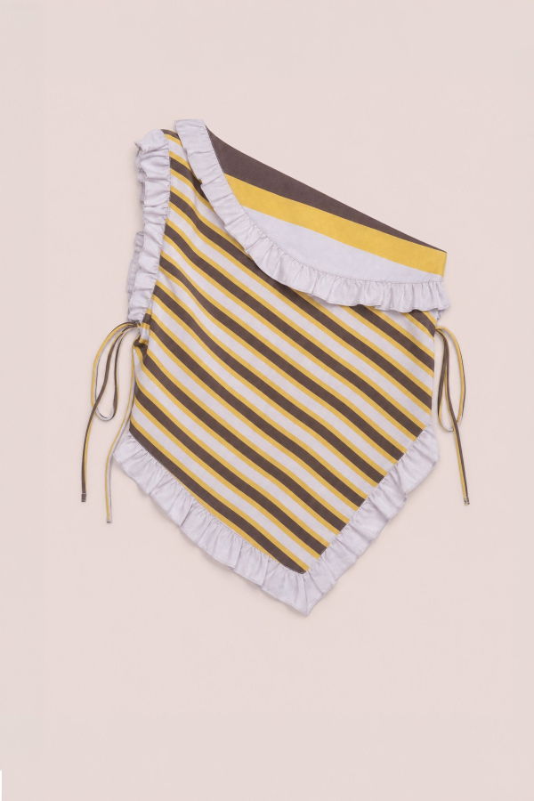 Carmen Says Golden Sunlit Striped Asymmetric Top