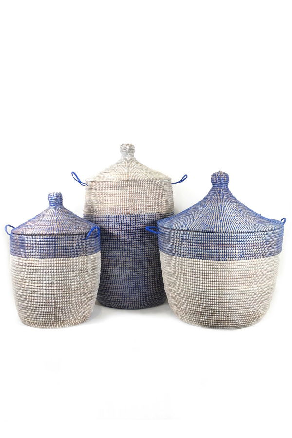 Mbare Medium Two Tone Basket - Navy/White