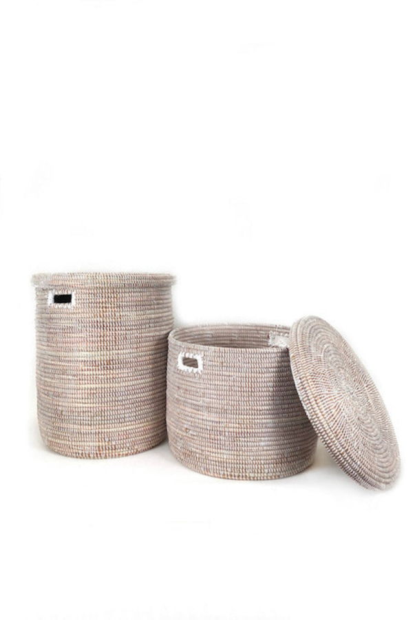 Mbare White Flat Lid Floor Basket