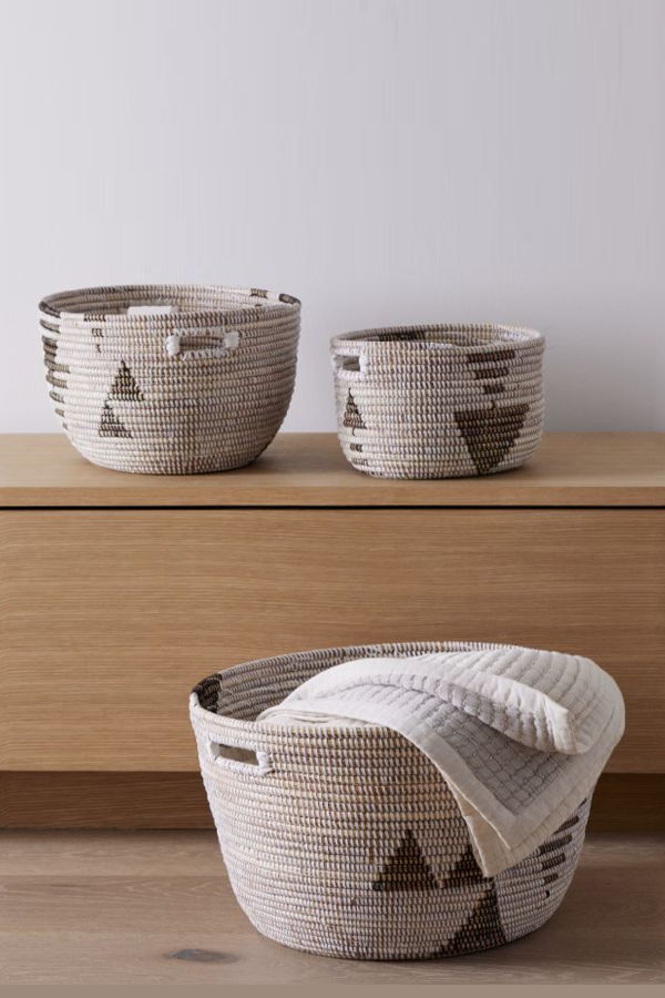 Mbare Oval Storage Basket - Graphic Print Black/White