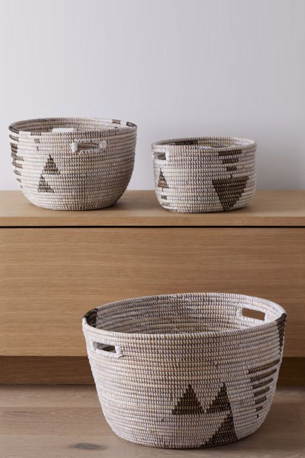 Mbare Oval Storage Basket - Graphic Print Black/White