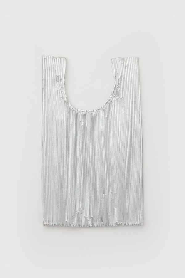 BAGGU Pleated Metallic Bag - Chrome