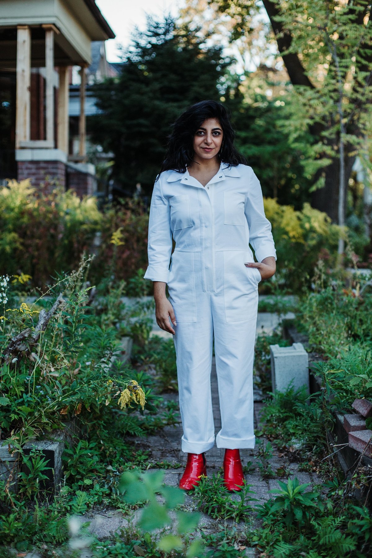 Iris Denim Shy Boy Jumpsuit (White) - Image 1 of 6