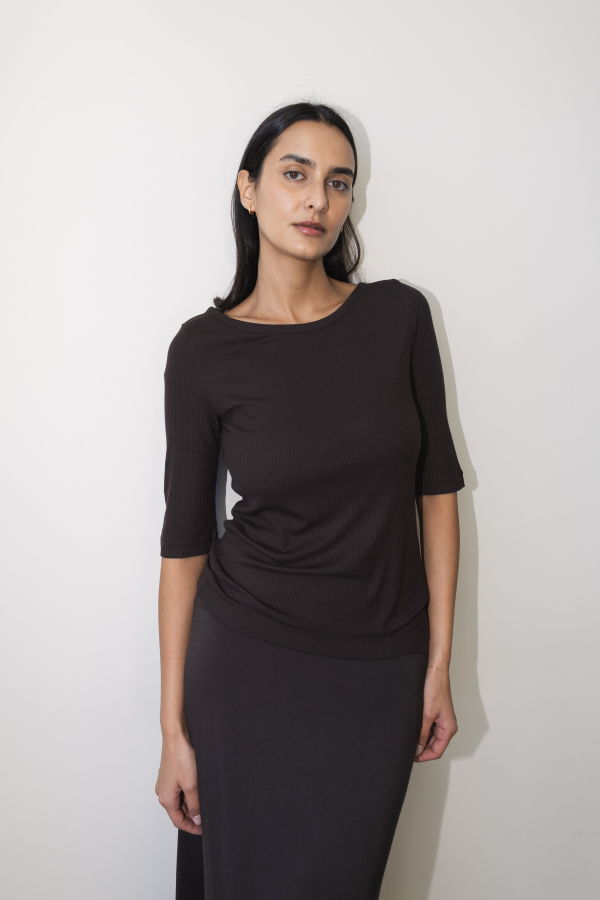 Paper Label Brie Boat Neck Top