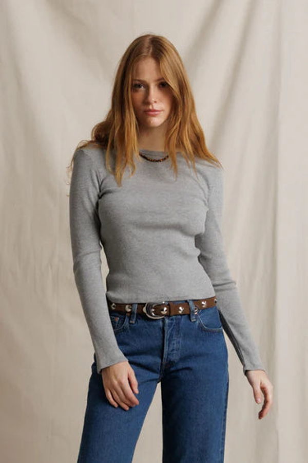Perfect White Tee Marcela Cotton Rib Long Sleeve Tee