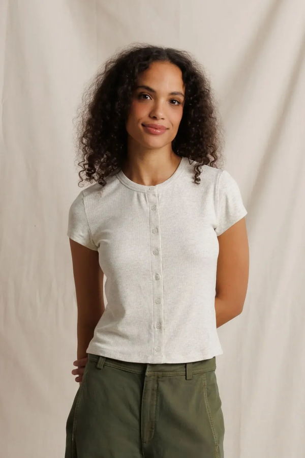 Perfect White Tee Miriam Ribbed Short Sleeve Cardigan