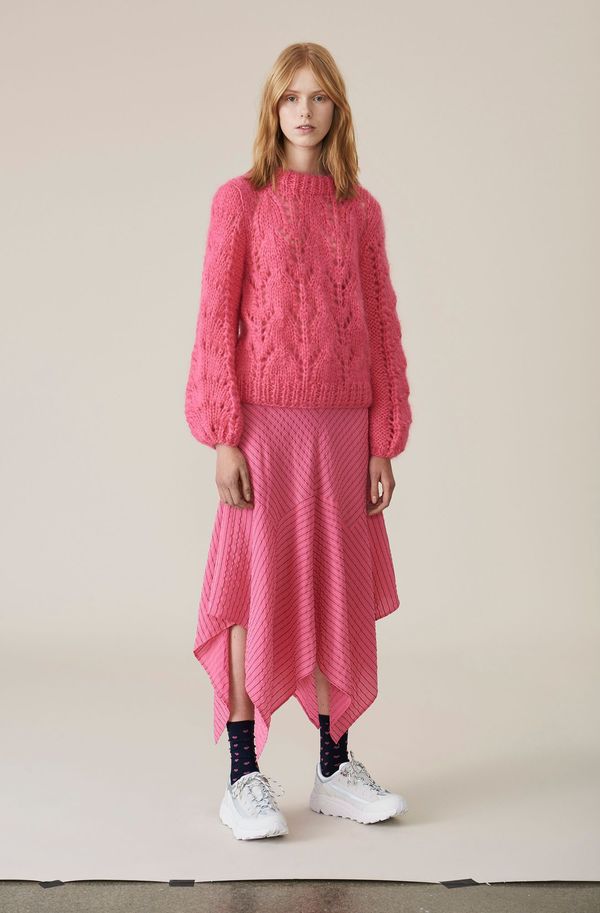 Pink Ganni Julliard Knit GANNI Julliard Sweater Hot Pink NWOT