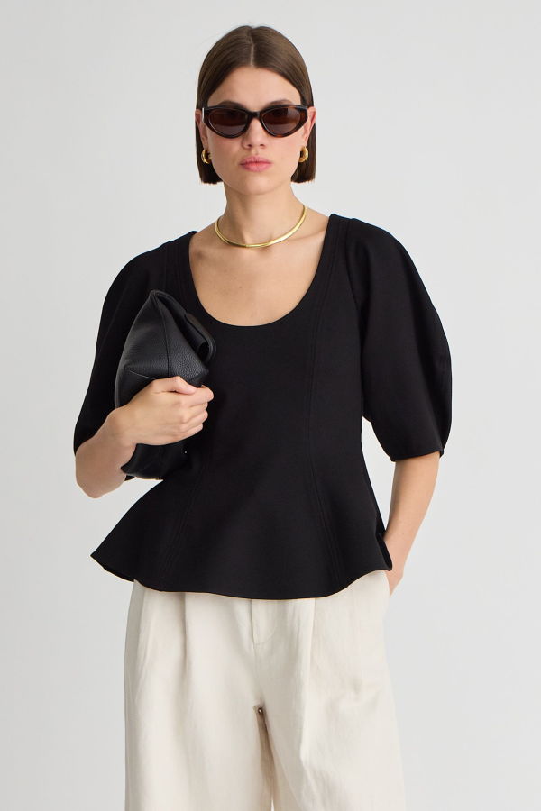 Apiece Apart Bebe Ponte Peplum Top