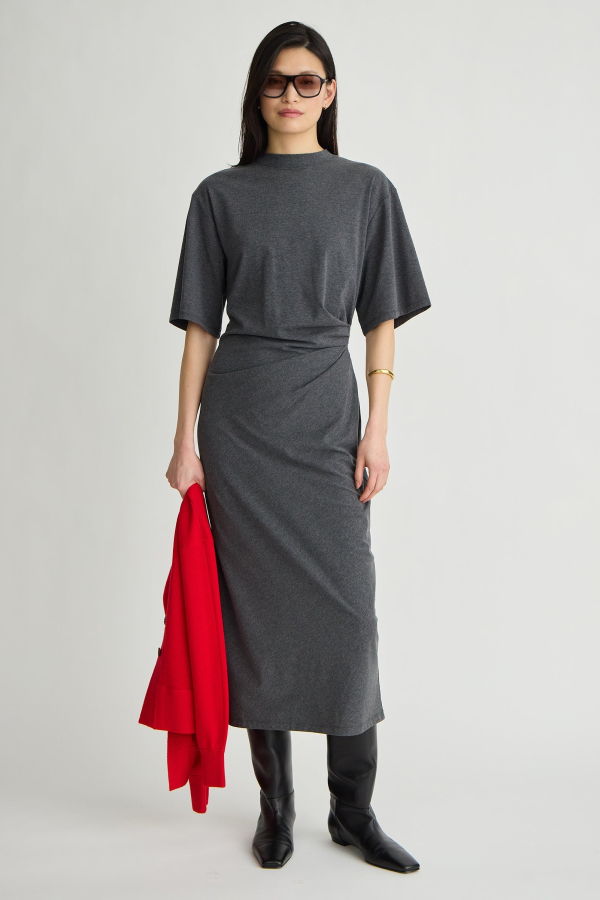 Apiece Apart Luna Cinched Maxi Dress - Heathered Charcoal