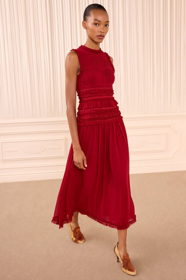 Ulla Johnson Etta Sleeveless Silk Dress - Cerise