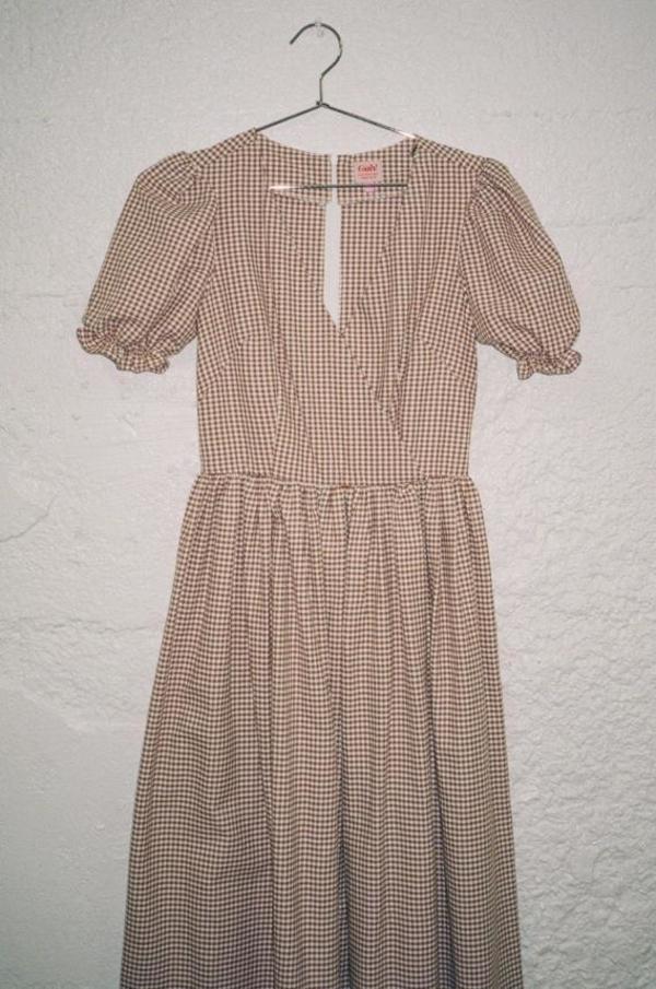 Lisa Says Gah Topanga Midi Dress - Brown/White Gingham | Garmentory