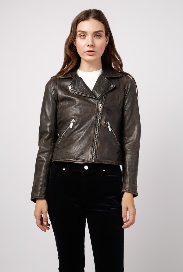 Doma Leather Biker Jacket Black