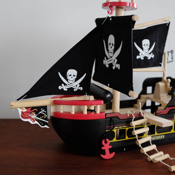 Kids Shop Merci Milo Wooden Pirate Ship - Black Kids Shop Merci Milo Wooden Pirate Ship - Black