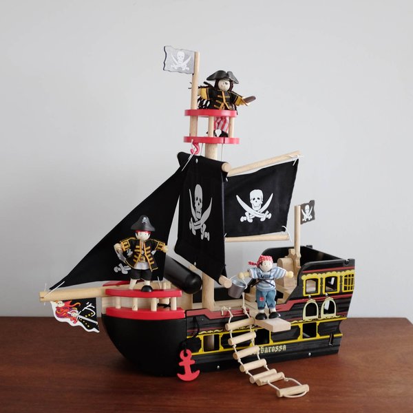 Kids Shop Merci Milo Wooden Pirate Ship - Black Kids Shop Merci Milo Wooden Pirate Ship - Black