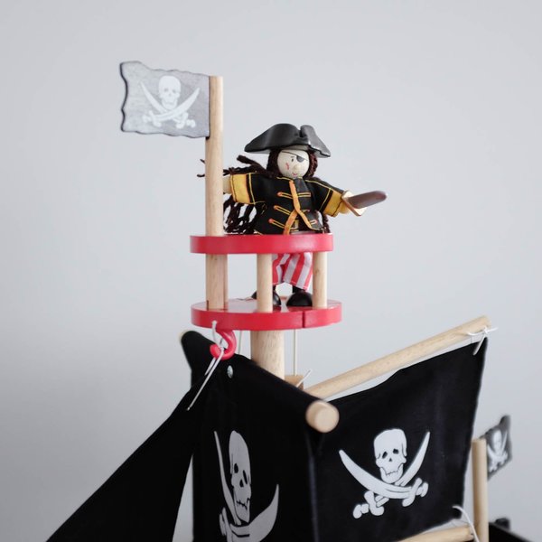 Kids Shop Merci Milo Wooden Pirate Ship - Black Kids Shop Merci Milo Wooden Pirate Ship - Black