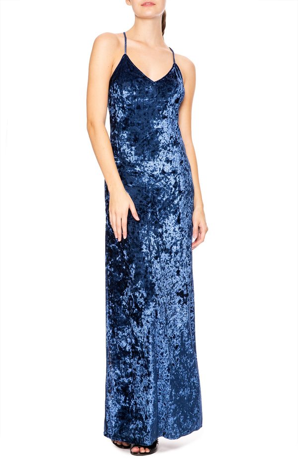 NBD Velvet Maxi Dress - Dark Navy | Garmentory