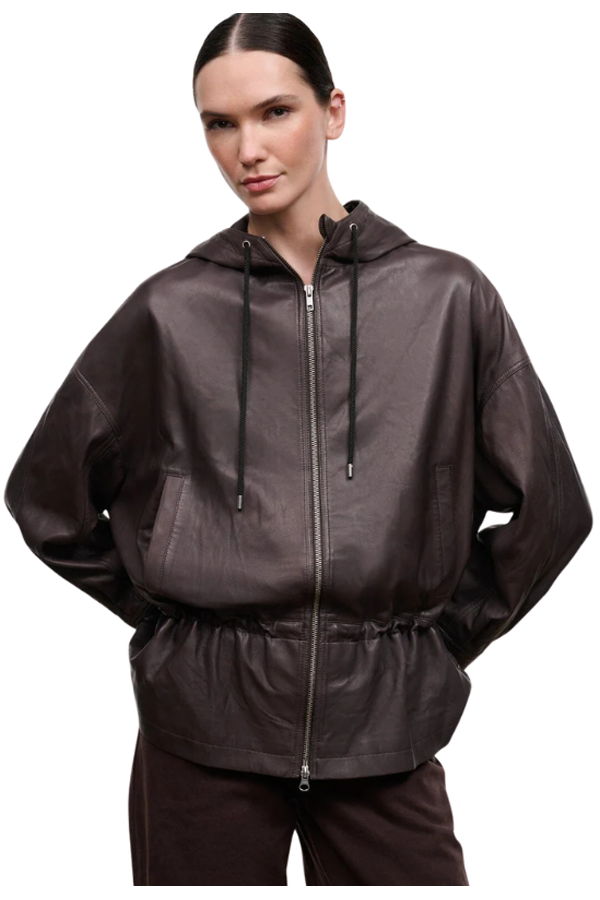 Staud Gondola Leather Jacket - Earth