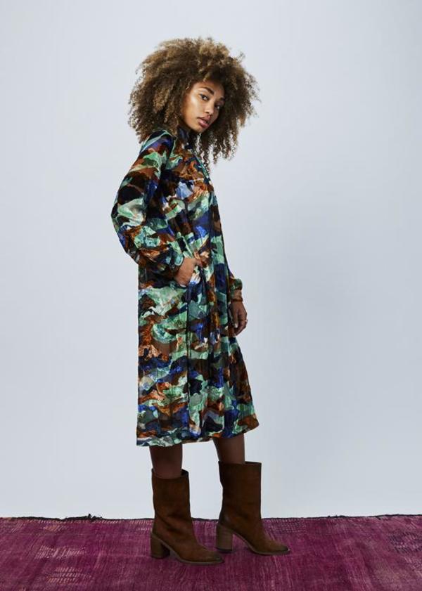 Odeeh Sheer Velvet Dress with Slip - Camo/Multi | Garmentory Odeeh Sheer Velvet Dress with Slip - Camo/Multi | Garmentory