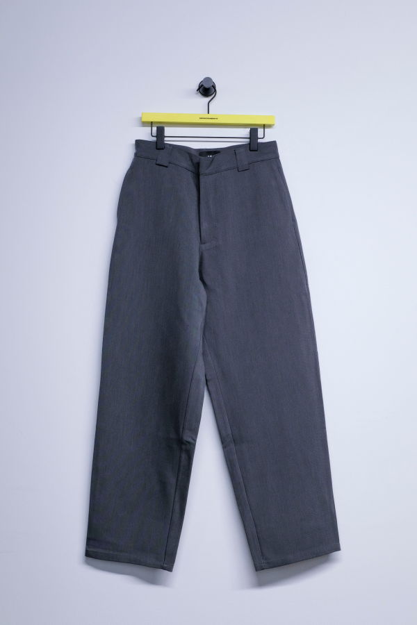 LII Grey Poly & Cotton Double-Faced Wide Trousers