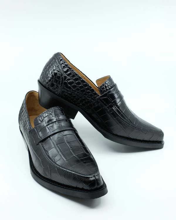 Our Legacy Licorice Croc Bull Hide Cypher Loafer | Garmentory