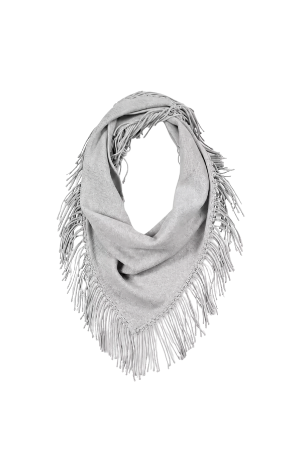 TWP Fringe Triangle Scarf - Light Heather Grey