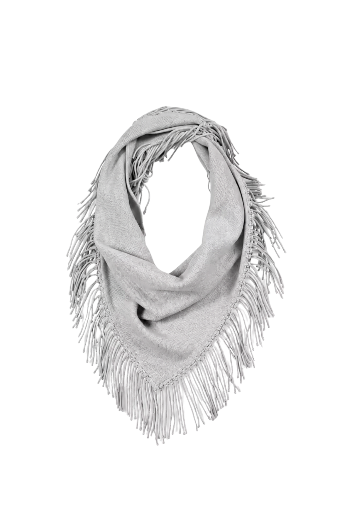 TWP Fringe Triangle Scarf - Light Heather Grey - Image 1 of 1