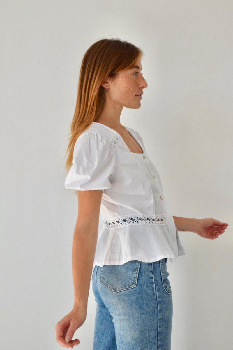 Mind Traveler Roma Short Sleeve Blouse - White