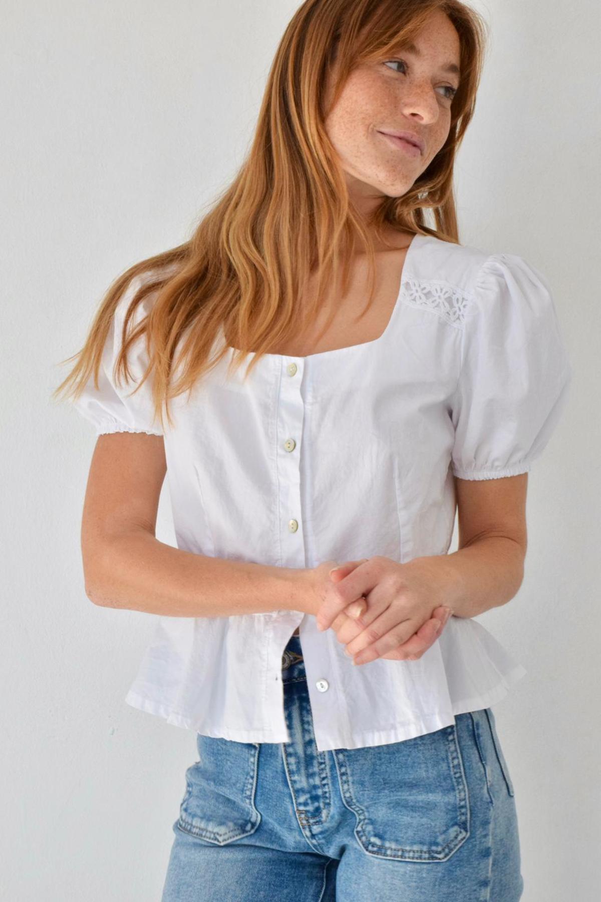 Mind Traveler Roma Short Sleeve Blouse - White - Image 4 of 8
