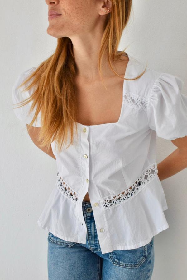 Mind Traveler Roma Short Sleeve Blouse - White