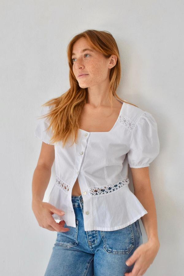 Mind Traveler Roma Short Sleeve Blouse - White