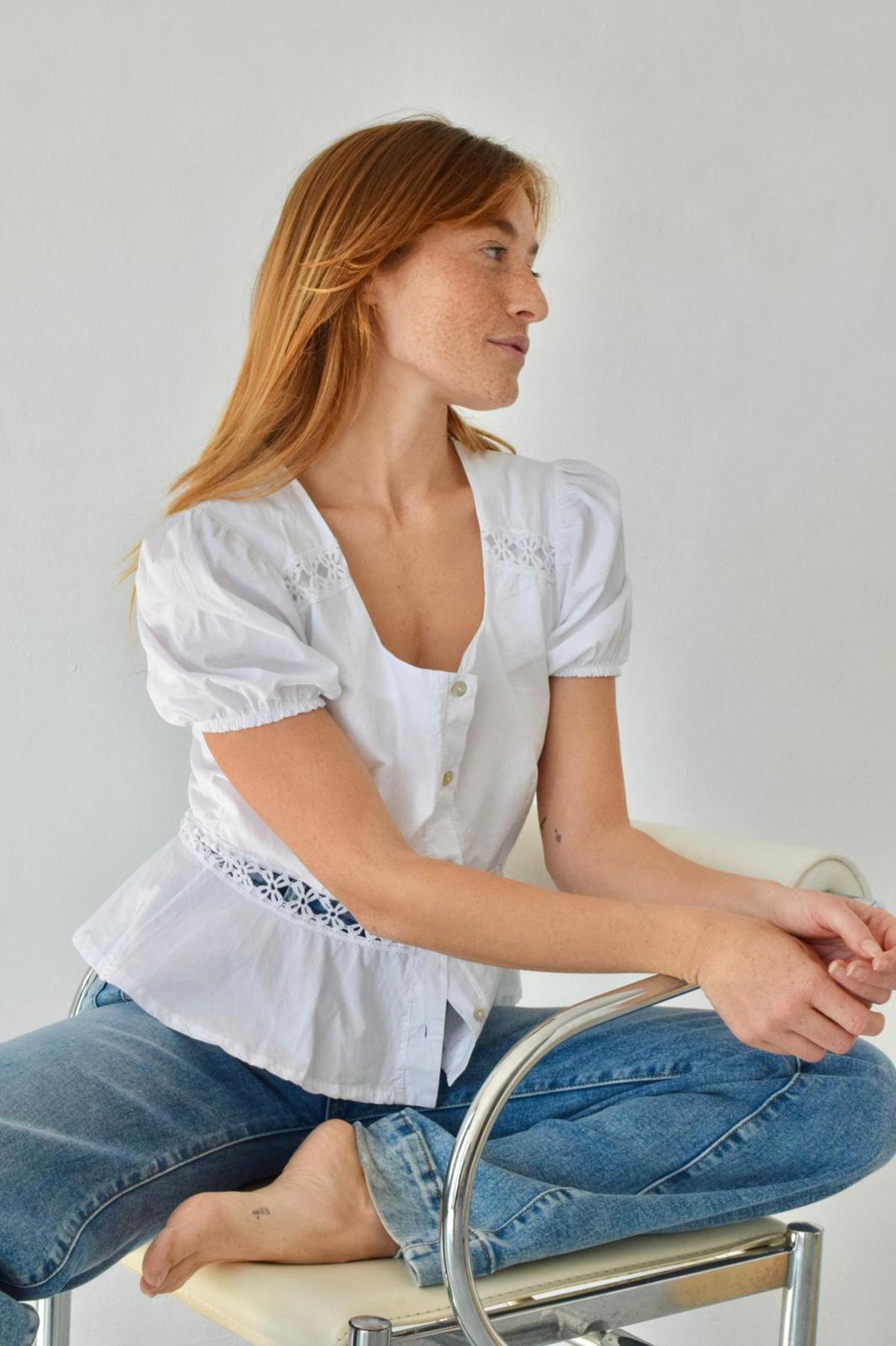 Mind Traveler Roma Short Sleeve Blouse - White - Image 8 of 8