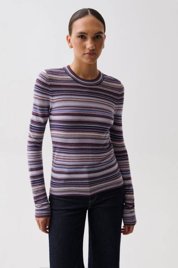 Pistola Madison Long Sleeve Crew Neck Sweater Tee - Lovina Stripe