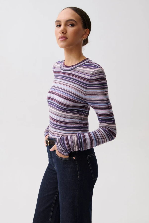 Pistola Madison Long Sleeve Crew Neck Sweater Tee - Lovina Stripe