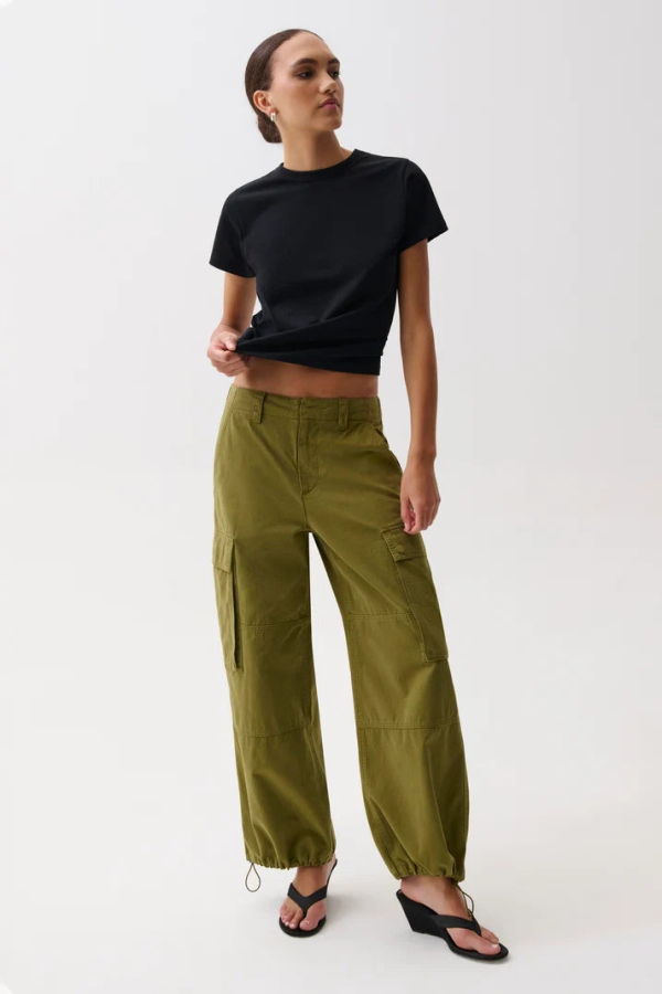 Pistola Petra Drawstring Harem Cargo Pant - Deep Moss