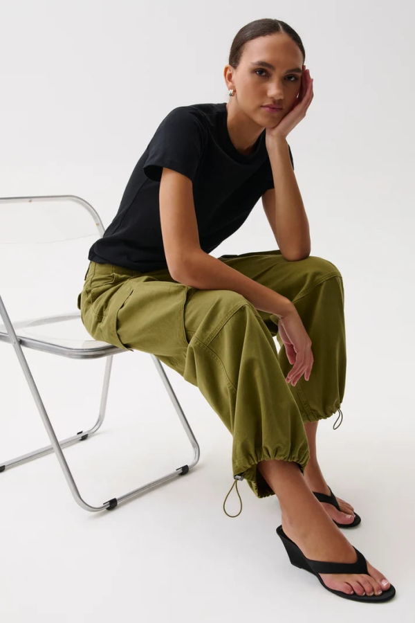 Pistola Petra Drawstring Harem Cargo Pant - Deep Moss