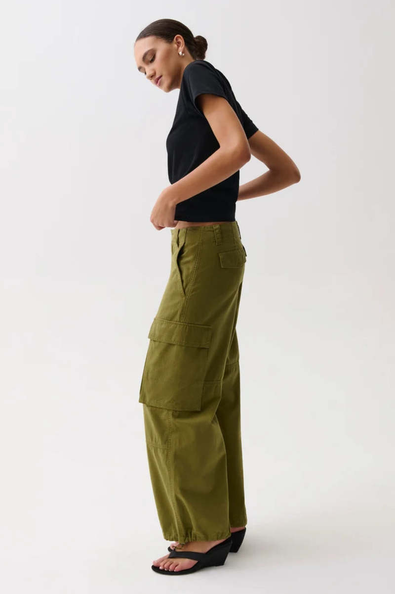 Pistola Petra Drawstring Harem Cargo Pant - Deep Moss