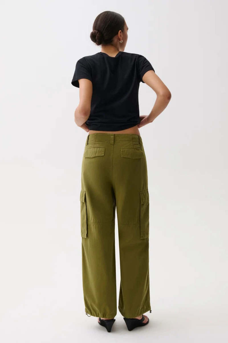 Pistola Petra Drawstring Harem Cargo Pant - Deep Moss