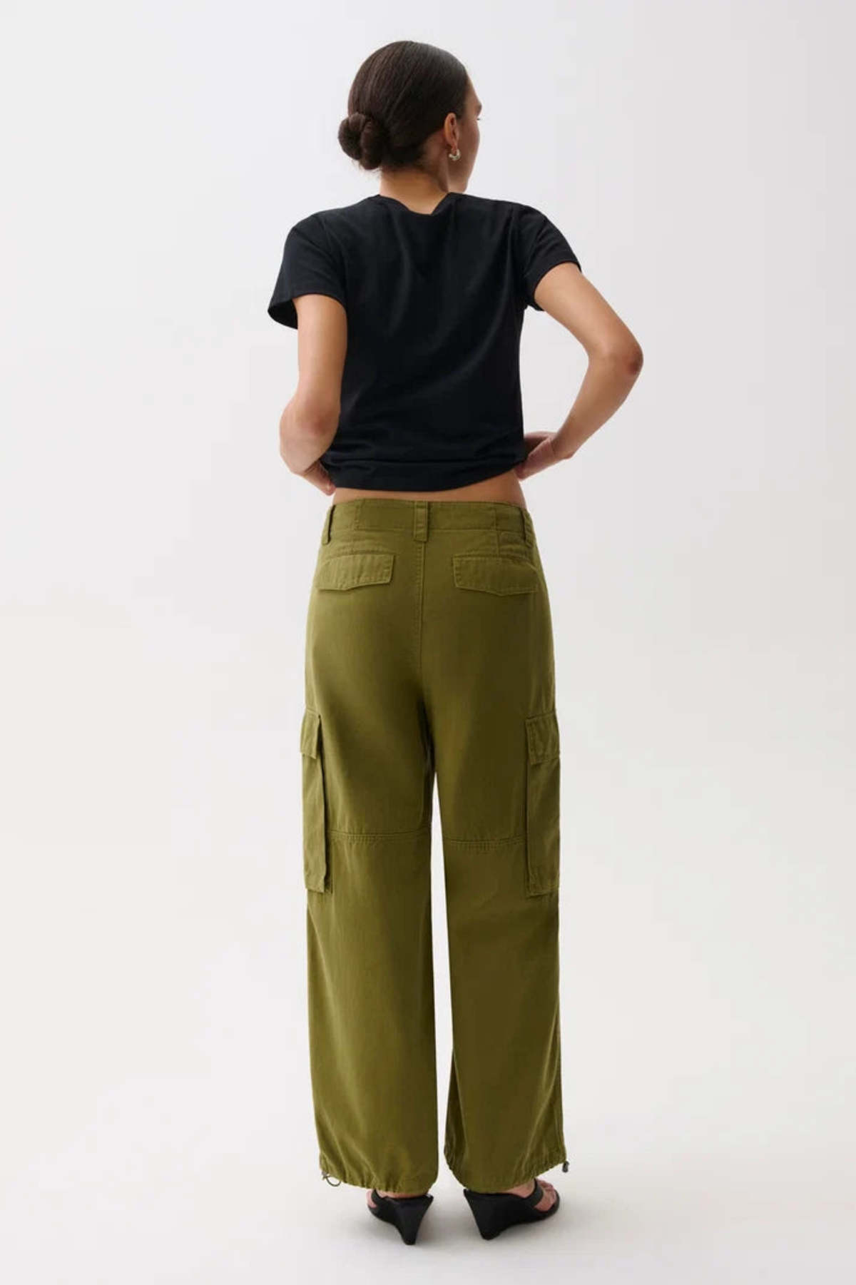 Pistola Petra Drawstring Harem Cargo Pant - Deep Moss - Image 4 of 4