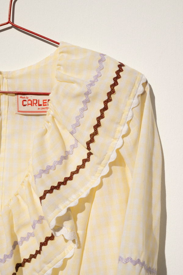 Carleen Ruffle Blouse - Butter Gingham