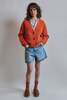 L'ENVERS Anna V-Neck Cardigan in Merino-Mohair Wool - Burnt Orange - Thumbnail 1
