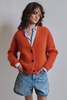 L'ENVERS Anna V-Neck Cardigan in Merino-Mohair Wool - Burnt Orange - Thumbnail 2