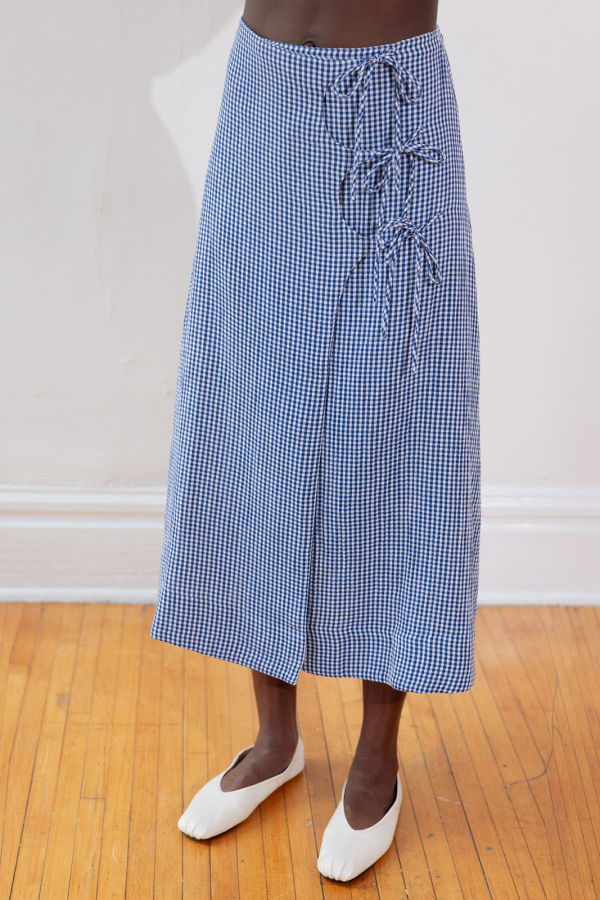 Maria Stanley Eldi Skirt Indigo Gingham Organic