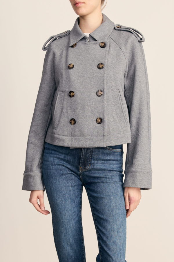 Veronica Beard Cropped Conneley Trench Jacket - Heather Grey